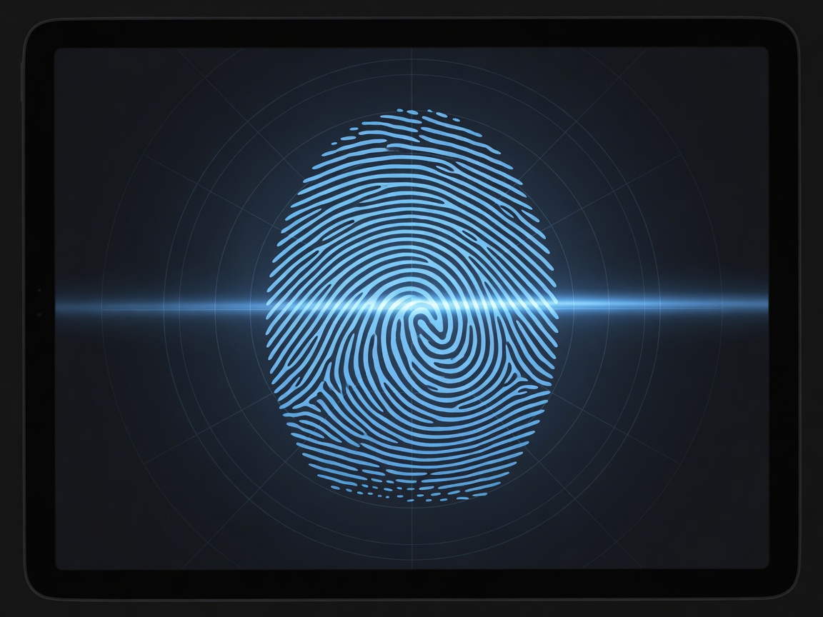 Fingerprint biometric scan illustration on a digital display